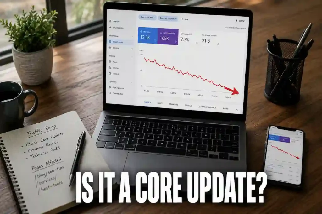 Checking if a google update traffic drop matches a confirmed core update rollout